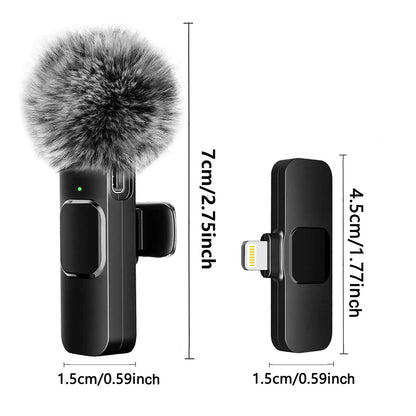 NEW Wireless Lavalier Microphone Audio Video Recording Mini Mic for Iphone Android Laptop Live Gaming Mobile Phone Microphone - Tenini Strive Electronic Shop