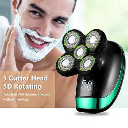 5 in 1 4D Men'S Rechargeable Bald Head Electric Shaver 5 Floating Heads Beard Nose Ear Hair Trimmer Razor Clipper Facial Brush - Tenini Strive Electronic Shop