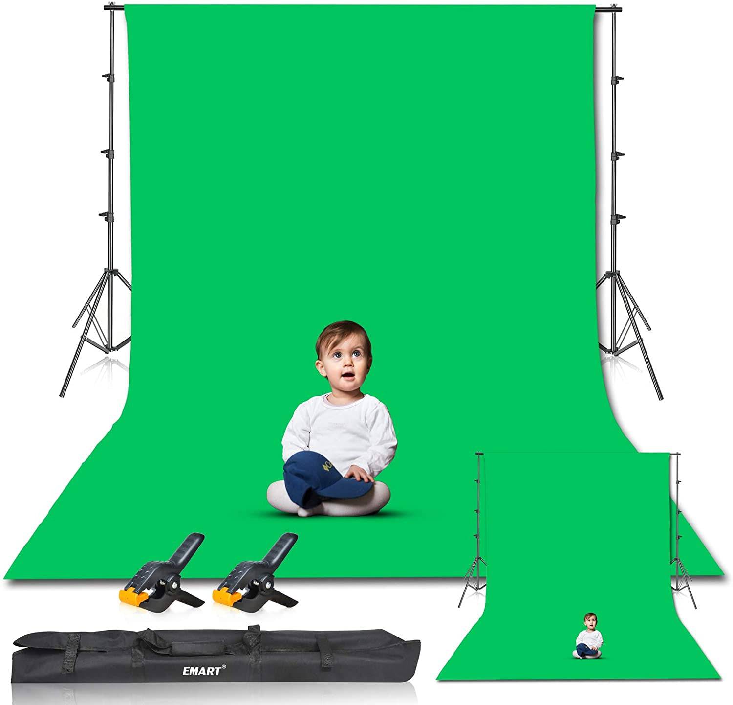 Photo Video Studio 8.5 X 10Ft Green Screen Backdrop Stand Kit, Photography Background Support System with 10 X12Ft 100% Cotton Muslin Chromakey Backdrop - Tenini Strive Electronic Shop