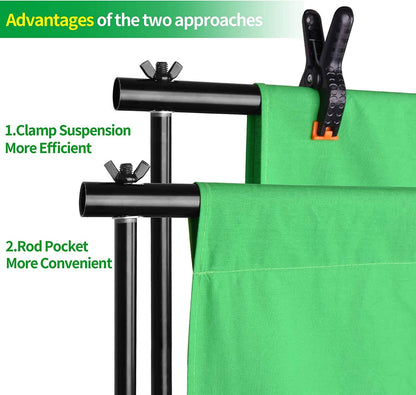 Photo Video Studio 8.5 X 10Ft Green Screen Backdrop Stand Kit, Photography Background Support System with 10 X12Ft 100% Cotton Muslin Chromakey Backdrop - Tenini Strive Electronic Shop