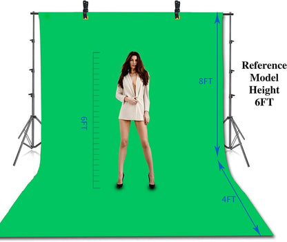 Photo Video Studio 8.5 X 10Ft Green Screen Backdrop Stand Kit, Photography Background Support System with 10 X12Ft 100% Cotton Muslin Chromakey Backdrop - Tenini Strive Electronic Shop