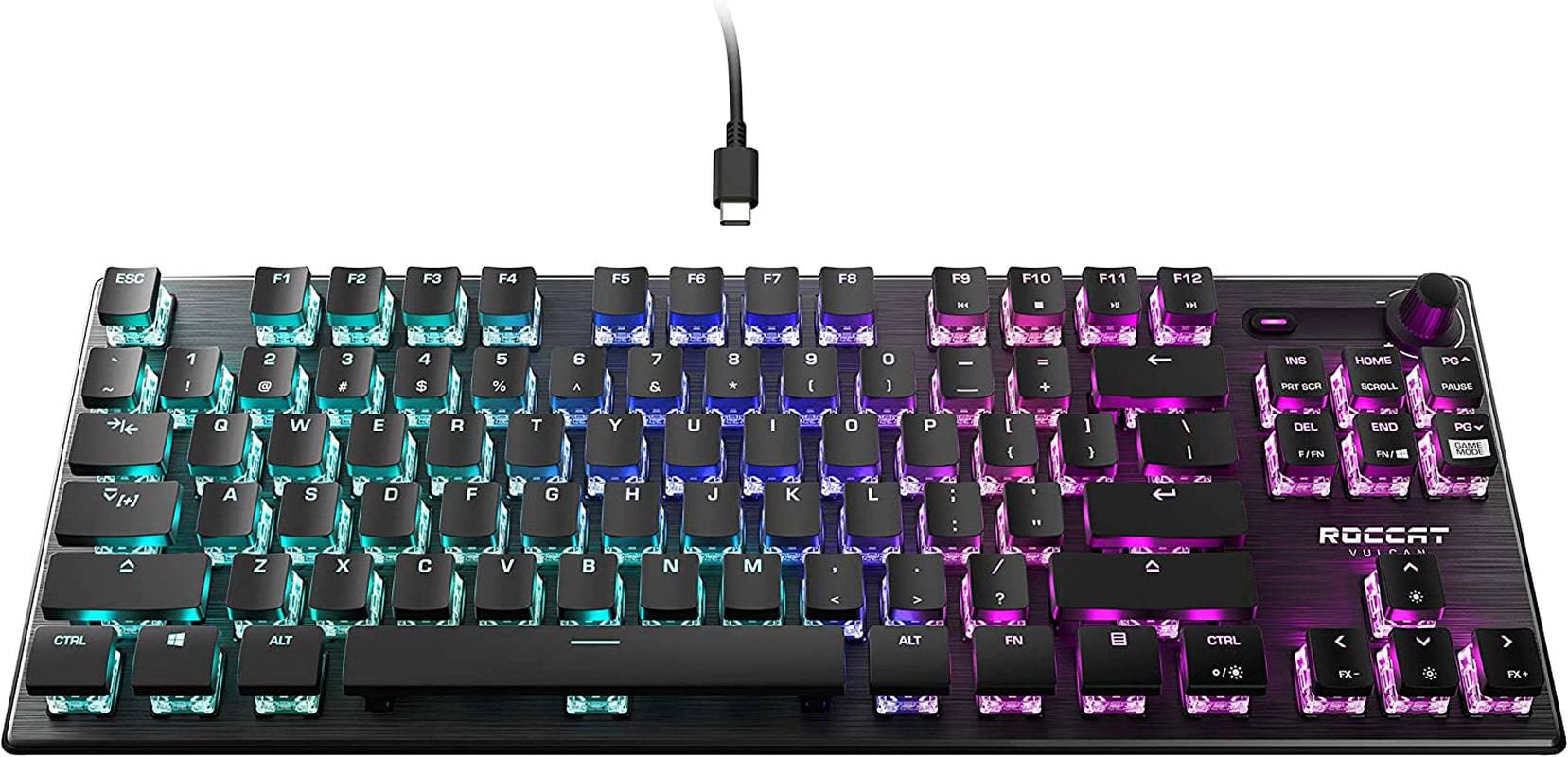 Mechanical PC Tactile Gaming Keyboard, Compact, Tenkeyless, Titan Switch Optical, RGB AIMO Lighting, Anodized Aluminum Top Plate, Detachable USB-C Cable, Low Profile Design, Black - Tenini Strive Electronic Shop