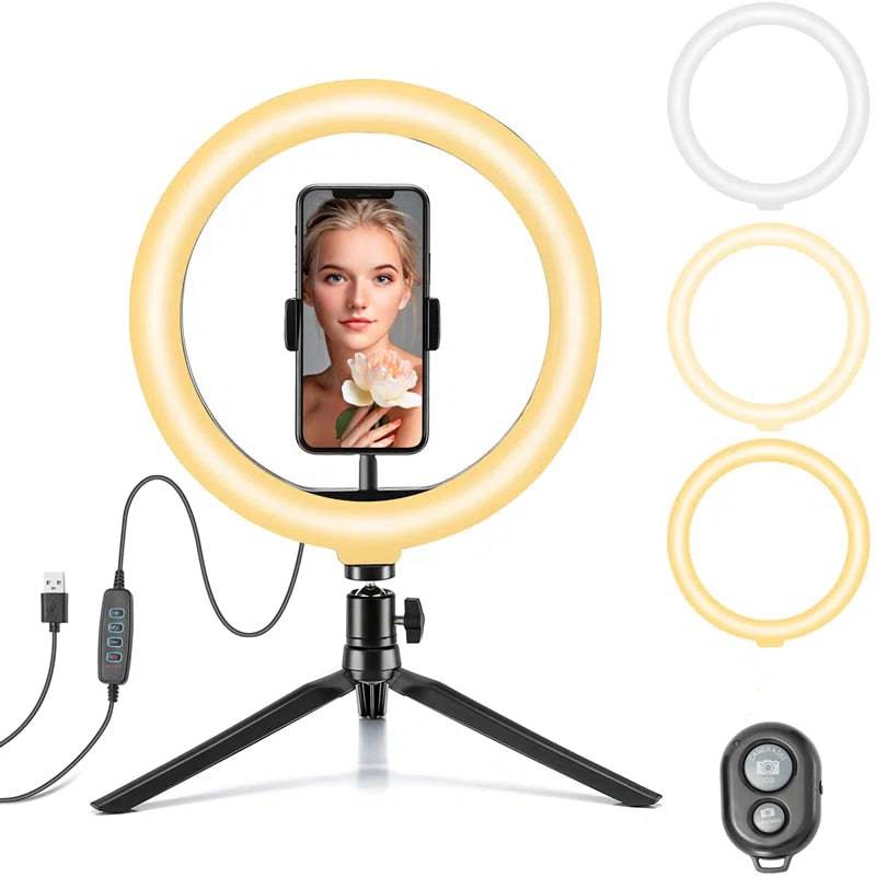 10" LED Ring Light with Tripod Dimmable for Selfie Livestreaming - Tenini Strive Electronic Shop