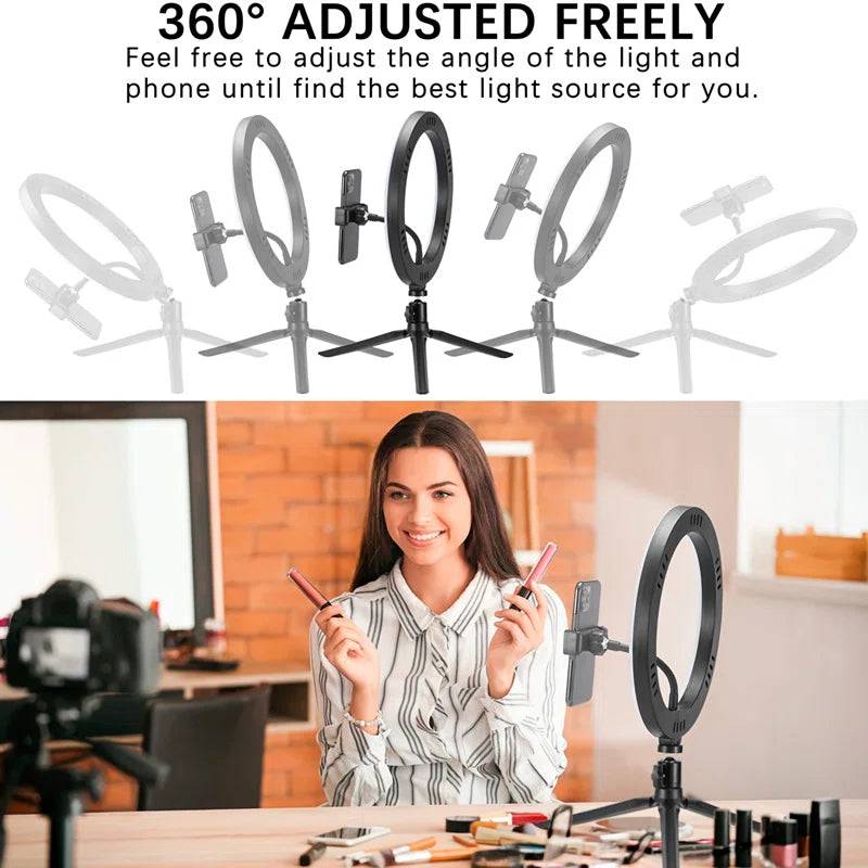 10" LED Ring Light with Tripod Dimmable for Selfie Livestreaming