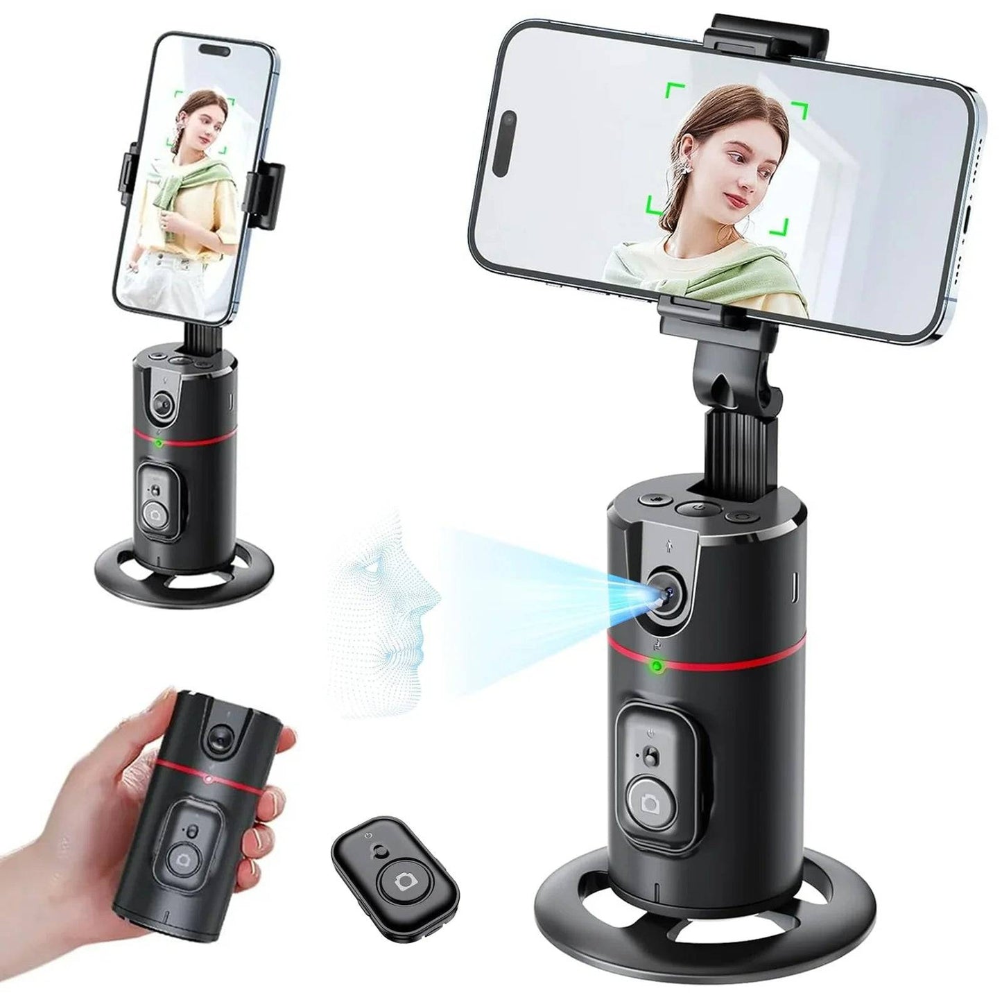 Auto Face Tracking Phone Holder Tripod, No App Required, 360° Rotation Smart Face Body Tracking Tripod Selfie Phone Camera Stand for TIK Tok, Vlog, Live Streaming, Youtube Video - Tenini Strive Electronic Shop