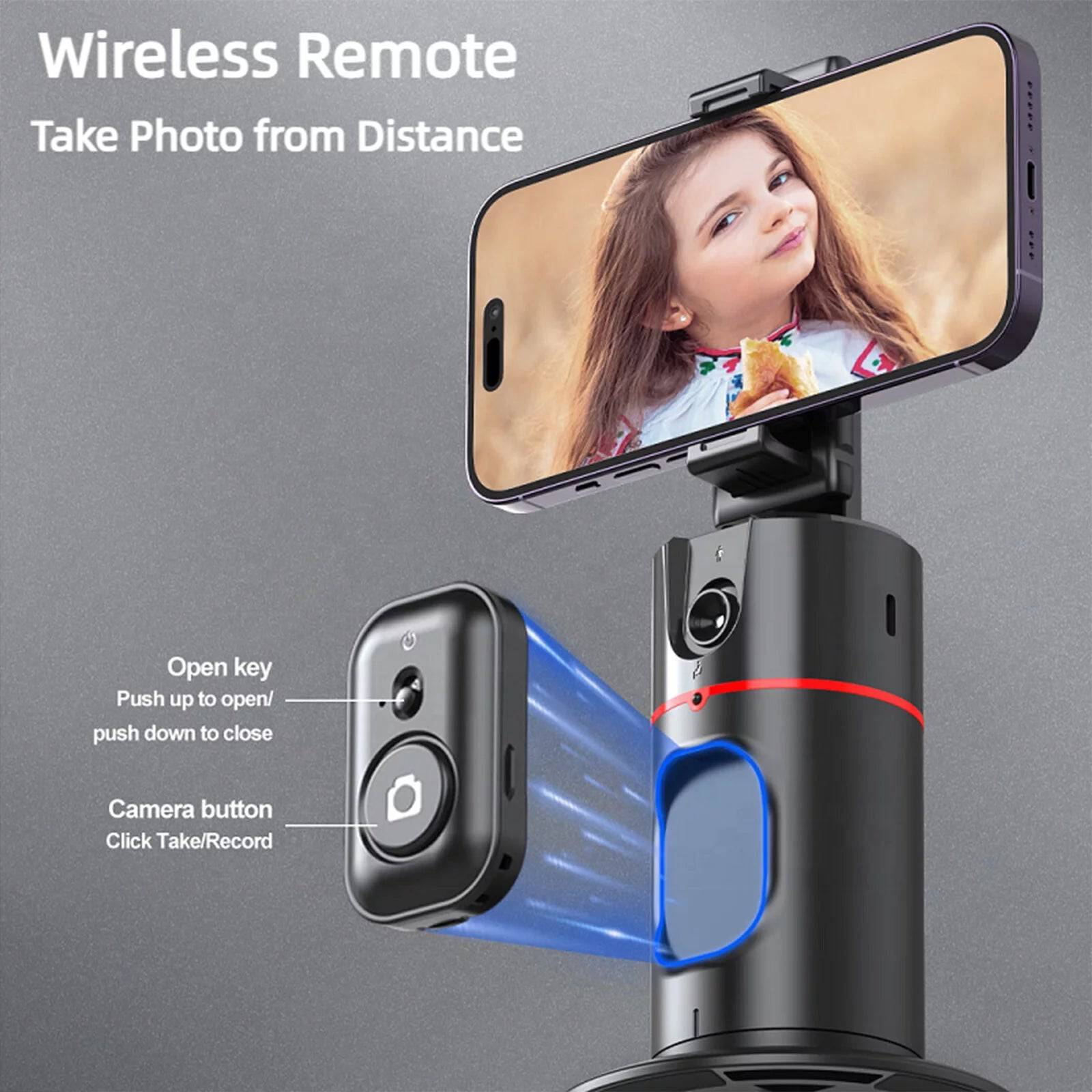 Auto Face Tracking Phone Holder Tripod, No App Required, 360° Rotation Smart Face Body Tracking Tripod Selfie Phone Camera Stand for TIK Tok, Vlog, Live Streaming, Youtube Video - Tenini Strive Electronic Shop