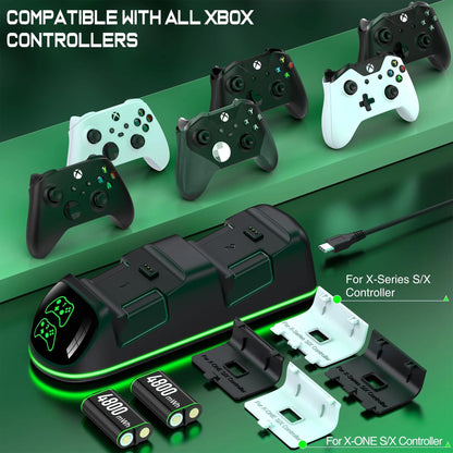 Controller Charger for Xbox Series/One-X/S/Elite with 2 X 4800 Mwh Rechargeable Battery Packs, Xbox Accessories for Xbox Controller Battery - Tenini Strive Electronic Shop