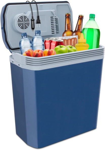 Electric Cooler & Warmer, 24 L Portable Thermoelectric 12 Volt Cooler with Handle (Blue) - Tenini Strive Electronic Shop