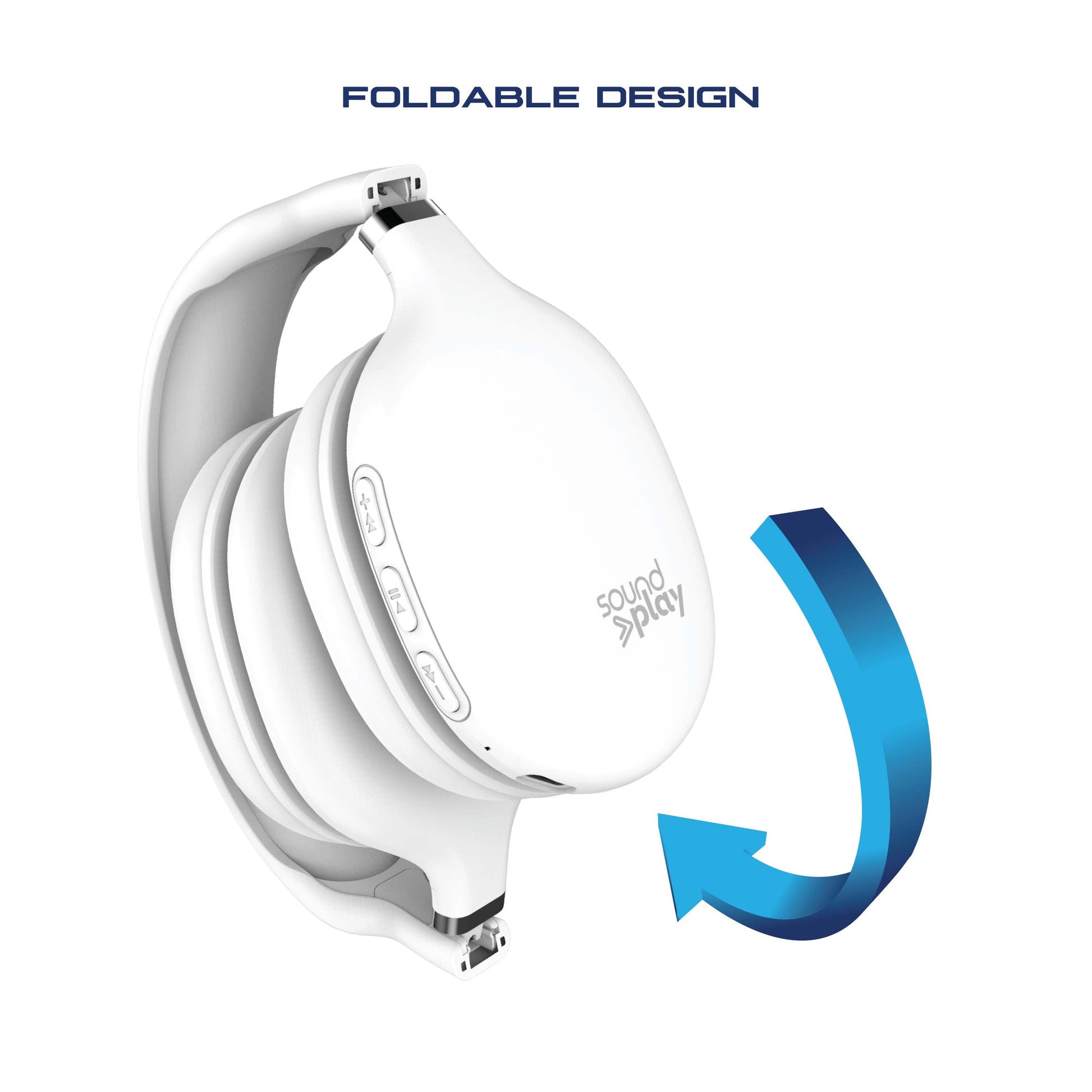 Foldable Wireless Headphones, Bluetooth Over-Ear Headset with Built-In Mic, White - Tenini Strive Electronic Shop