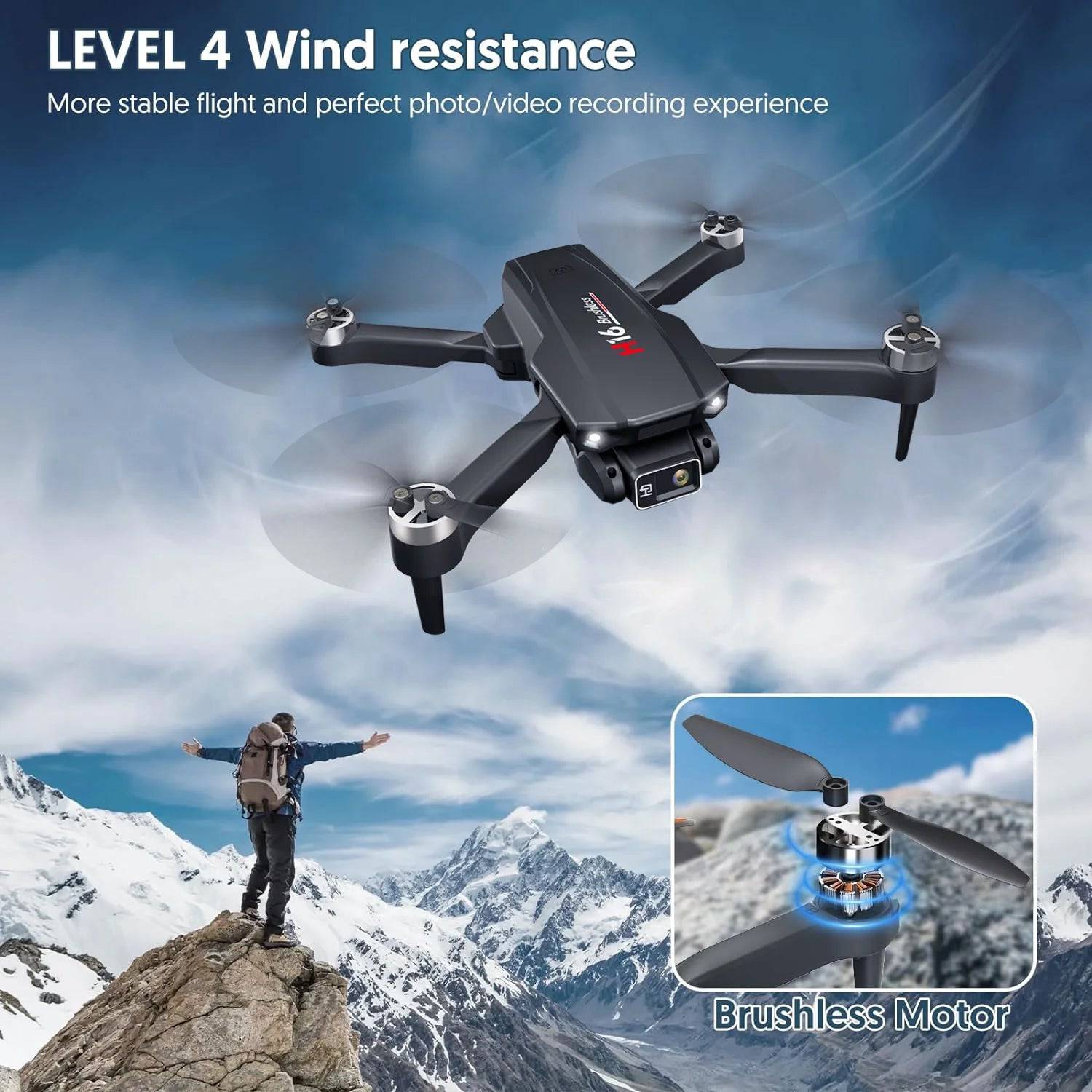 H16 Drone with Camera for Adults 4K, Foldable Drone for Beginners with Brushless Motor, Optical Flow Positioning, with 2 Batteries and Carrying Case - Tenini Strive Electronic Shop