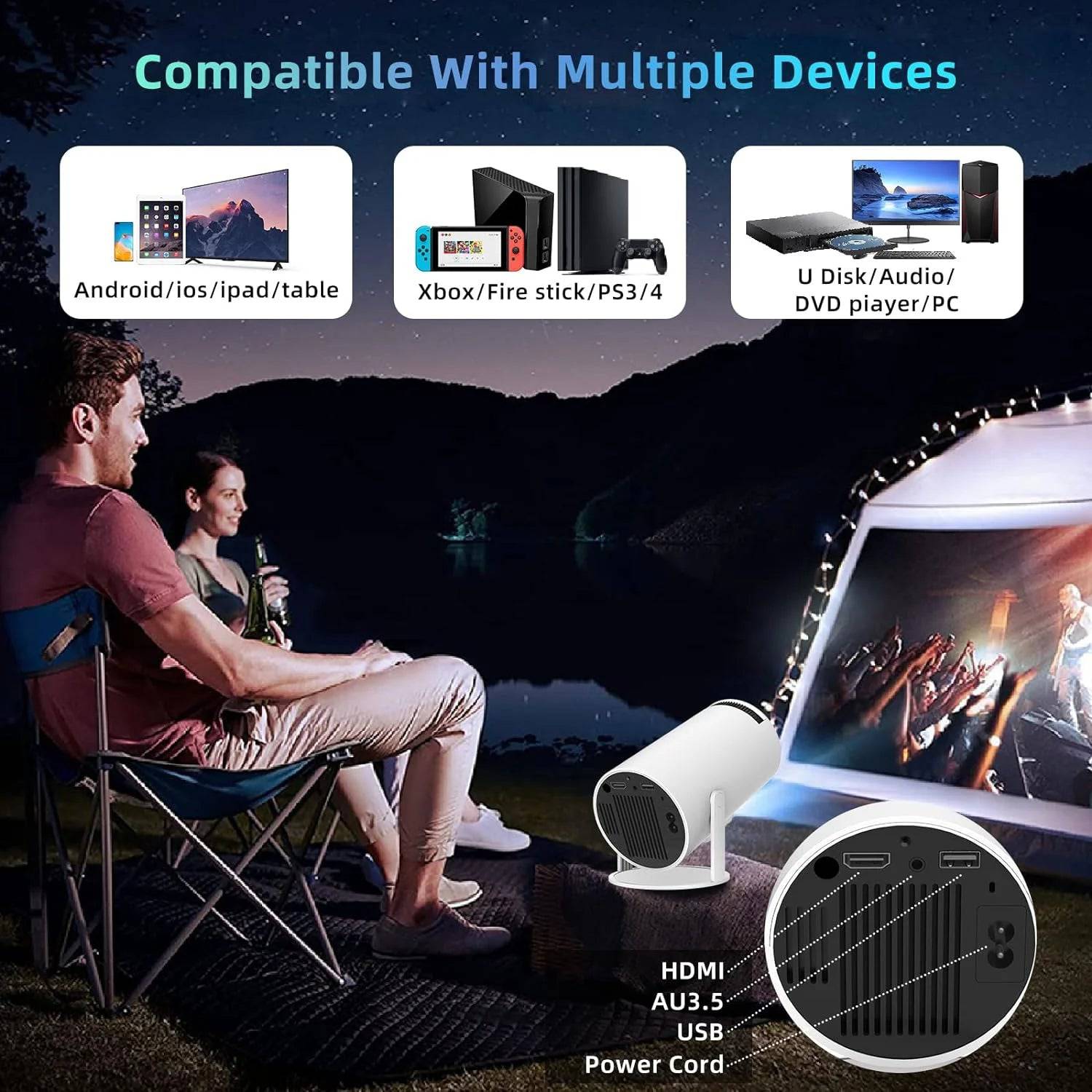 Mini Projector with Wifi and Bluetooth,4K 1080P Supported,Outdoor Movie Projector - Tenini Strive Electronic Shop