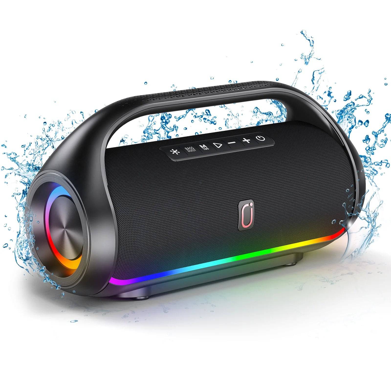 Waterproof Bluetooth Speaker, Portable Speaker with RGB Light Show, Outdoor Speaker for Pool Beach Party - Tenini Strive Electronic Shop