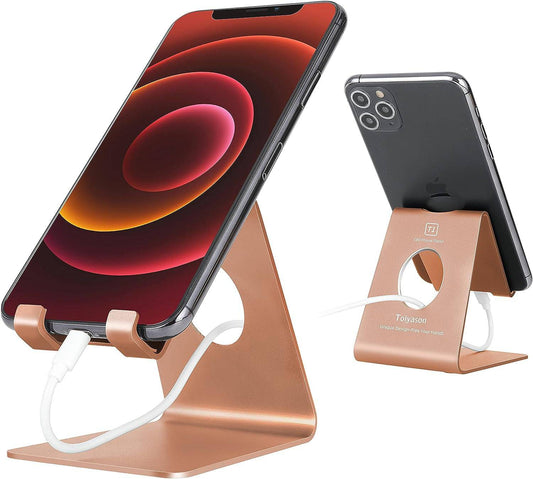 Cell Phone Stand Desk Phone Holder, Cradle, Dock, Compatible with All 4-8Inch Phones, Office Kitchen Traveling Accessories T1 Rose Gold - Tenini Strive Electronic Shop