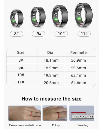 Smart Ring Fitness Heart Rate Tracker Titanium Steel Shell IP68&3ATM Waterproof Multi-Sport Modes Sleep Monitoring Rings - Tenini Strive Electronic Shop