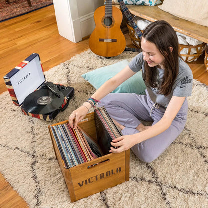 the Journey Bluetooth Suitcase Record Player with 3-Speed Turntable (Union Jack) - Tenini Strive Electronic Shop