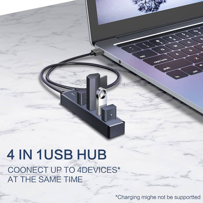 H302S USB 3.0 Hub for Laptop with 2Ft Long Cable, Multi Port Expander, Fast Data Transfer USB Splitter Compatible with Windows PC, Mac, Printer, Mobile HDD - Tenini Strive Electronic Shop