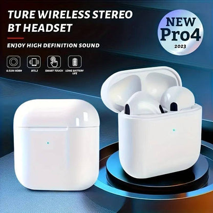 Pro 4 TWS Wireless Headphones Earphone Bluetooth-Compatible 5.3 Waterproof Headset with Mic for Xiaomi Iphone Pro4 Earbuds - Tenini Strive Electronic Shop