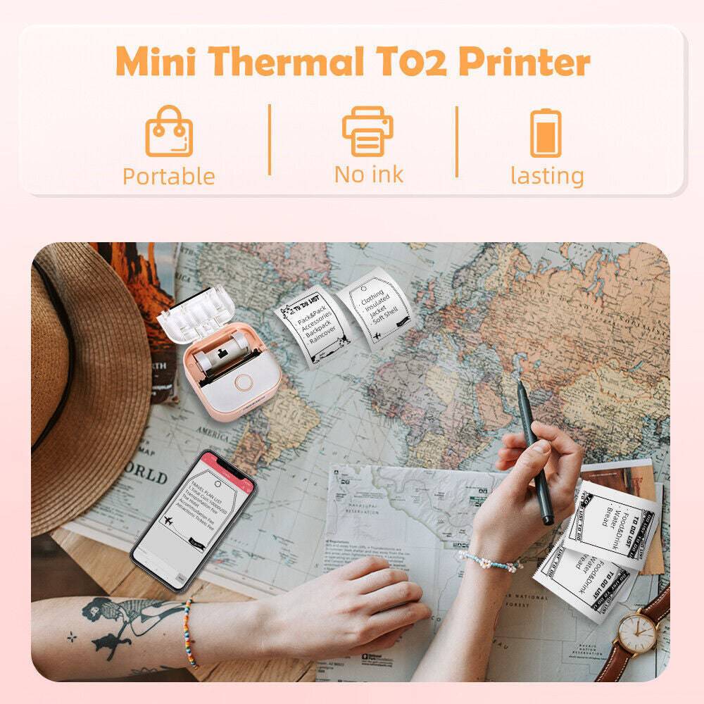 Phomemo T02 Portable Pocket Mini Thermal Printer Photo Label Sticker Bluetooth - Tenini Strive Electronic Shop