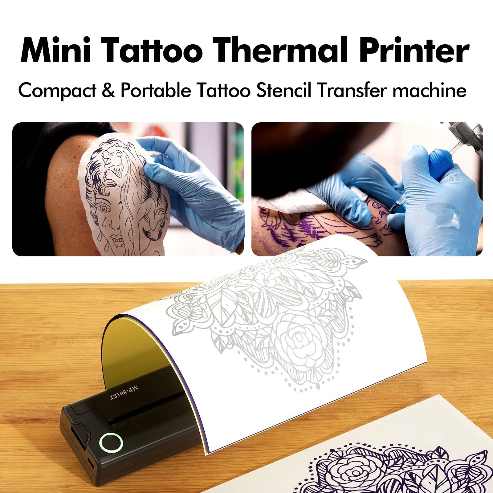 A4 Thermal Printers Wireless Bluetooth Tattoos Printer Portable Mini Thermal Printer A4 Paper Photo Printer from Mobile Phone - Tenini Strive Electronic Shop