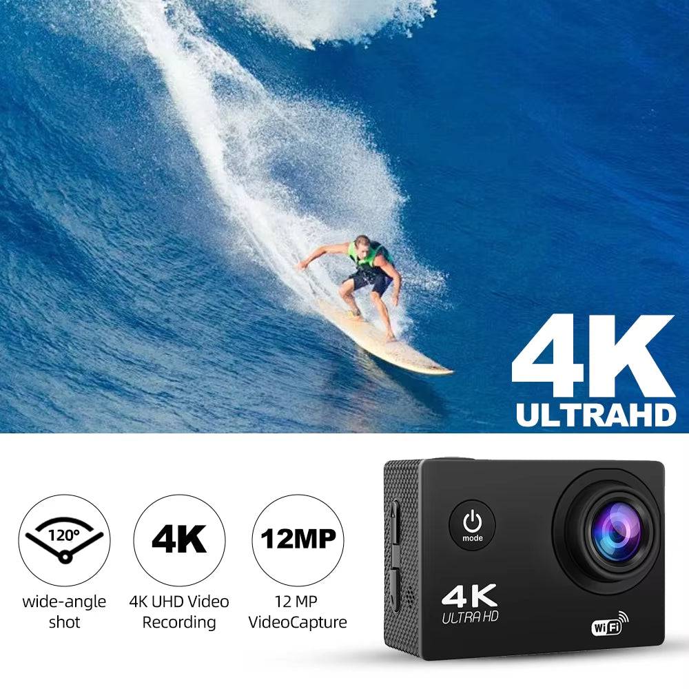 4K Action Camera Wifi 2.0" Screen 1080P/30FPS Waterproof Camera Helmet Video Recording Camera Sports Cameras Outdoor Mini Cam - Tenini Strive Electronic Shop