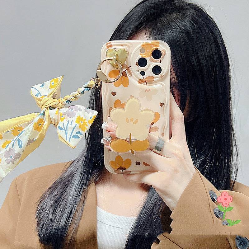 Autumn Leaves and Flowers with Bow Silk Scarf Phone Cases - Tenini Strive Electronic Shop