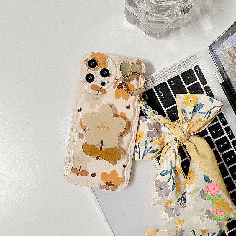 Autumn Leaves and Flowers with Bow Silk Scarf Phone Cases - Tenini Strive Electronic Shop