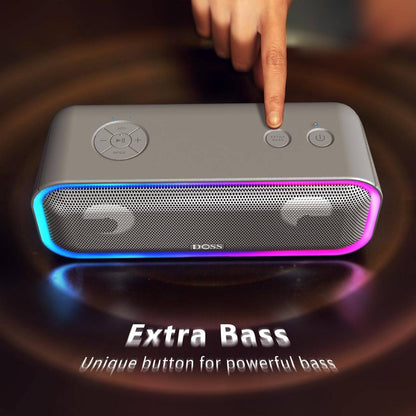 Bluetooth Speaker, Soundbox Pro+ Wireless Bluetooth Speaker with 24W Impressive Sound, Booming Bass, IPX6 Waterproof, 15Hrs Playtime, Wireless Stereo Pairing, Mixed Colors Lights, 66 FT- Grey - Tenini Strive Electronic Shop