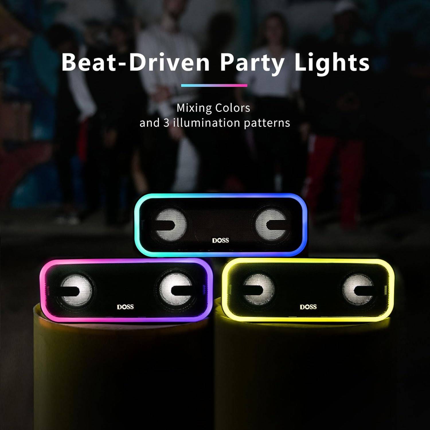 Bluetooth Speaker, Soundbox Pro+ Wireless Bluetooth Speaker with 24W Impressive Sound, Booming Bass, IPX6 Waterproof, 15Hrs Playtime, Wireless Stereo Pairing, Mixed Colors Lights, 66 FT- Grey - Tenini Strive Electronic Shop