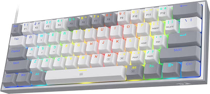 K617 Fizz 60% Wired RGB Gaming Keyboard, 61 Keys Hot-Swap Compact Mechanical Keyboard W/White and Grey Color Keycaps, Linear Red Switch, Pro Driver/Software Supported - Tenini Strive Electronic Shop