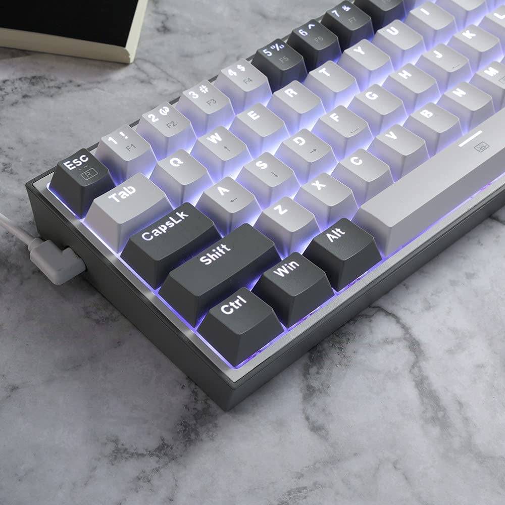 K617 Fizz 60% Wired RGB Gaming Keyboard, 61 Keys Hot-Swap Compact Mechanical Keyboard W/White and Grey Color Keycaps, Linear Red Switch, Pro Driver/Software Supported - Tenini Strive Electronic Shop