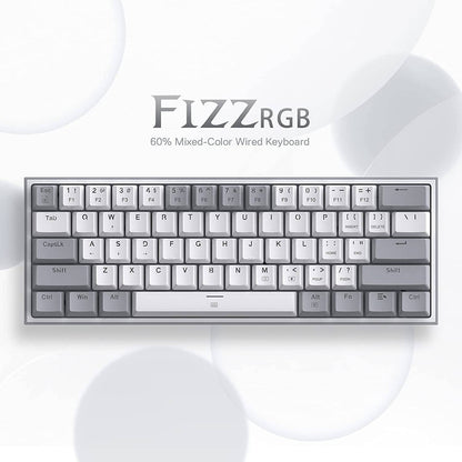 K617 Fizz 60% Wired RGB Gaming Keyboard, 61 Keys Hot-Swap Compact Mechanical Keyboard W/White and Grey Color Keycaps, Linear Red Switch, Pro Driver/Software Supported - Tenini Strive Electronic Shop