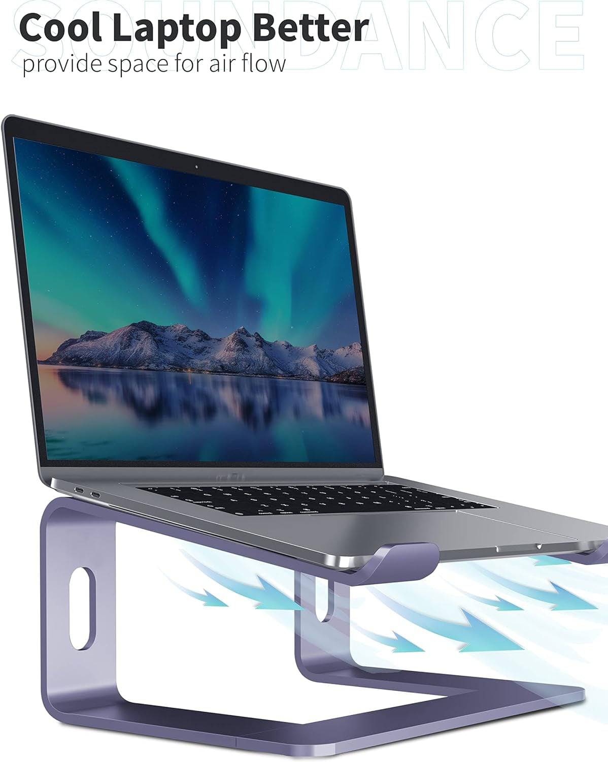 Laptop Stand, Aluminum Computer Riser, Ergonomic Laptops Elevator for Desk, Metal Holder Compatible with 10 to 15.6 Inches Notebook Computer, Purple - Tenini Strive Electronic Shop