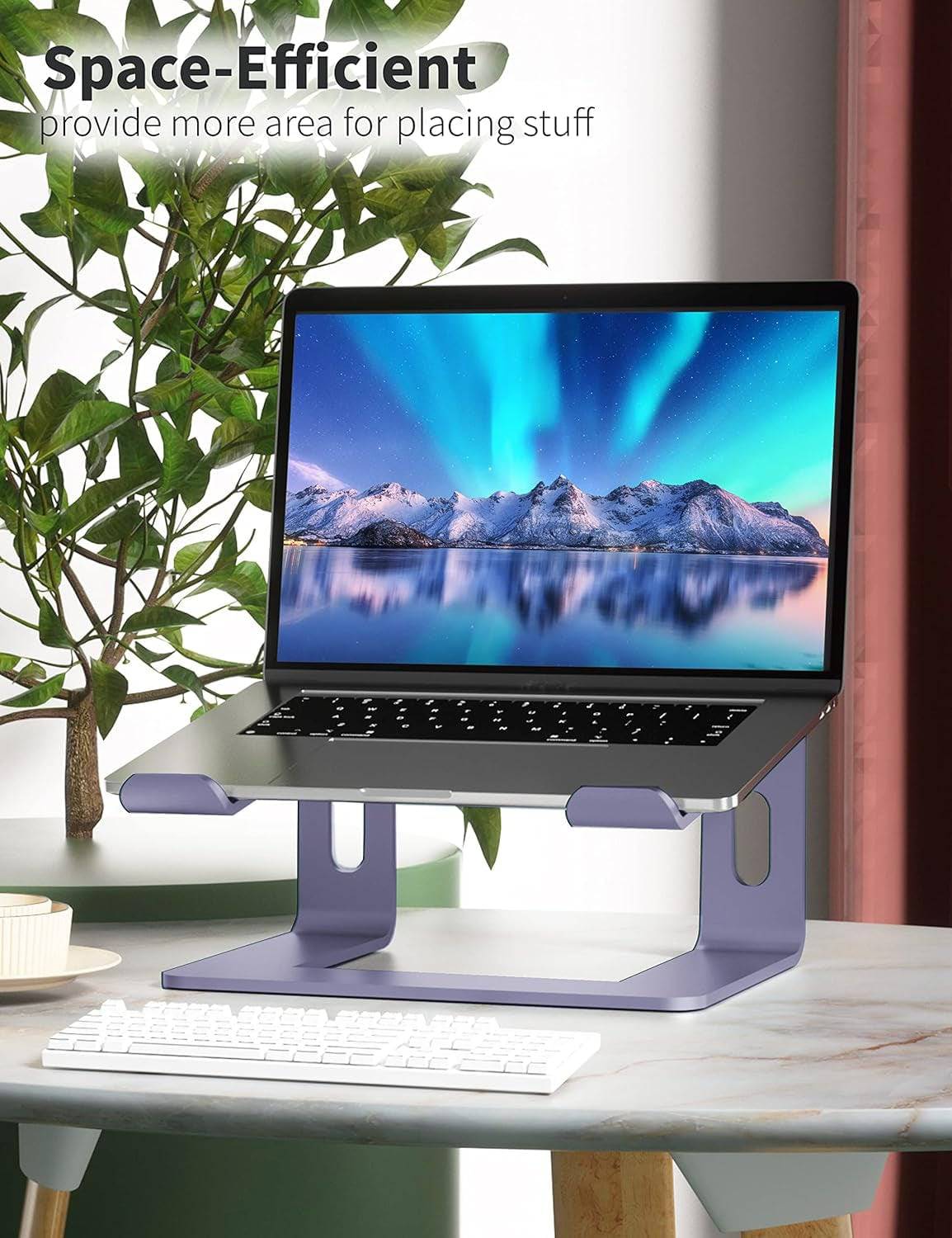 Laptop Stand, Aluminum Computer Riser, Ergonomic Laptops Elevator for Desk, Metal Holder Compatible with 10 to 15.6 Inches Notebook Computer, Purple - Tenini Strive Electronic Shop