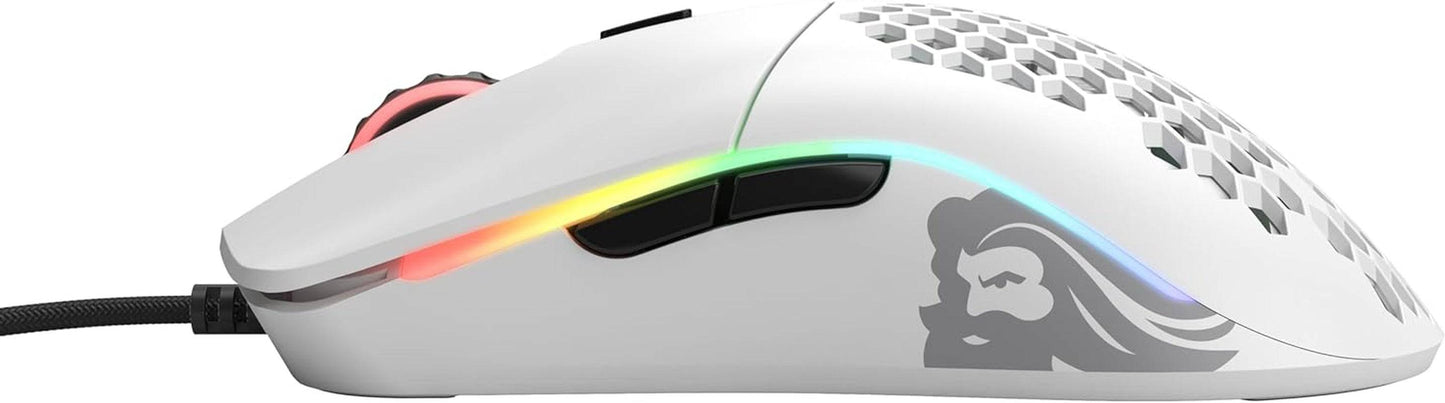 Model O Wired Gaming Mouse 67G Superlight Honeycomb Design, RGB, Pixart 3360 Sensor, Omron Switches, Ambidextrous - Matte White - Tenini Strive Electronic Shop