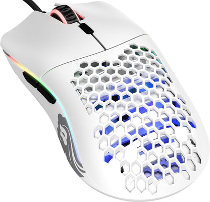 Model O Wired Gaming Mouse 67G Superlight Honeycomb Design, RGB, Pixart 3360 Sensor, Omron Switches, Ambidextrous - Matte White - Tenini Strive Electronic Shop