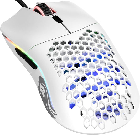 Model O Wired Gaming Mouse 67G Superlight Honeycomb Design, RGB, Pixart 3360 Sensor, Omron Switches, Ambidextrous - Matte White - Tenini Strive Electronic Shop