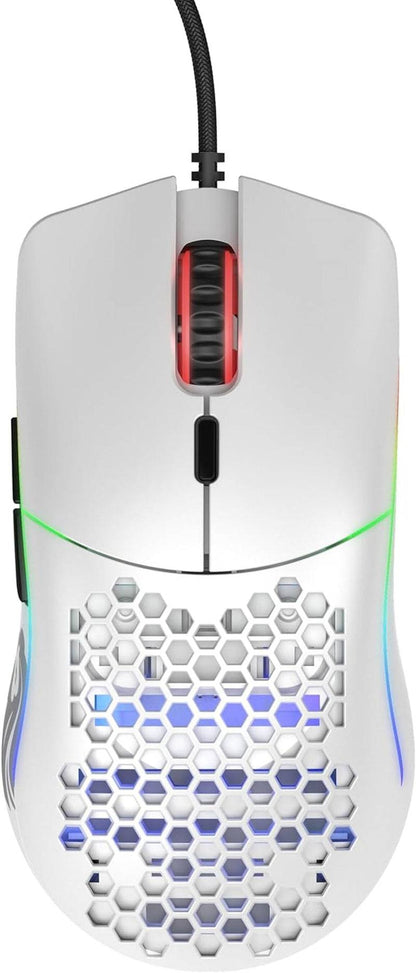 Model O Wired Gaming Mouse 67G Superlight Honeycomb Design, RGB, Pixart 3360 Sensor, Omron Switches, Ambidextrous - Matte White - Tenini Strive Electronic Shop