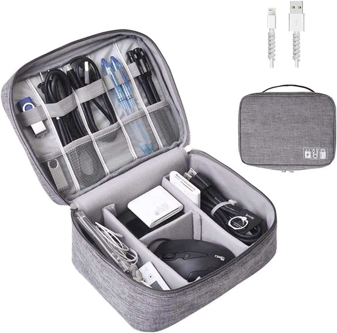 Electronics Organizer,  Electronic Accessories Bag Travel Cable Organizer Three-Layer for Ipad Mini, Kindle, Hard Drives, Cables, Chargers - Tenini Strive Electronic Shop