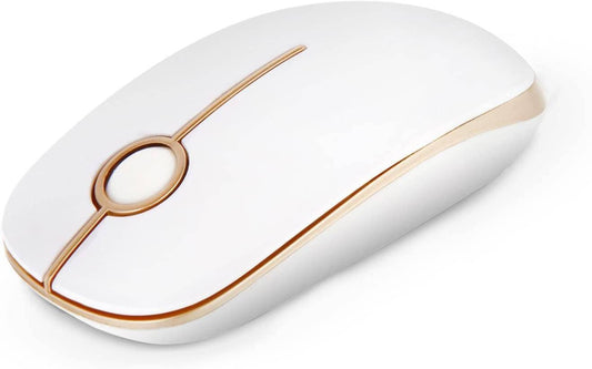 Wireless Mouse, 2.4G Slim Portable Computer Mice with Nano Receiver for Notebook, PC, Laptop, Computer (White and Gold) - Tenini Strive Electronic Shop